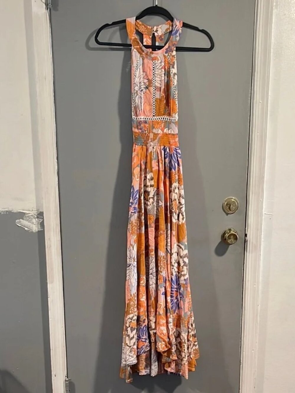 Petal & Pup Floral Maxi Dress in Orange and Blue - Picture 5 of 10
